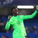 Edouard Mendy reacts to winning the FIFA best goalkeeper of 2021 award